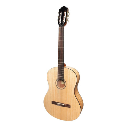 Martinez Slim Jim Full Size Student Classical Guitar Pack with Built-In Tuner, Mindi-Wood, MP-SJ44T-MWD, Natural Satin, Includes Gig Bag, Strap, Picks — view 2