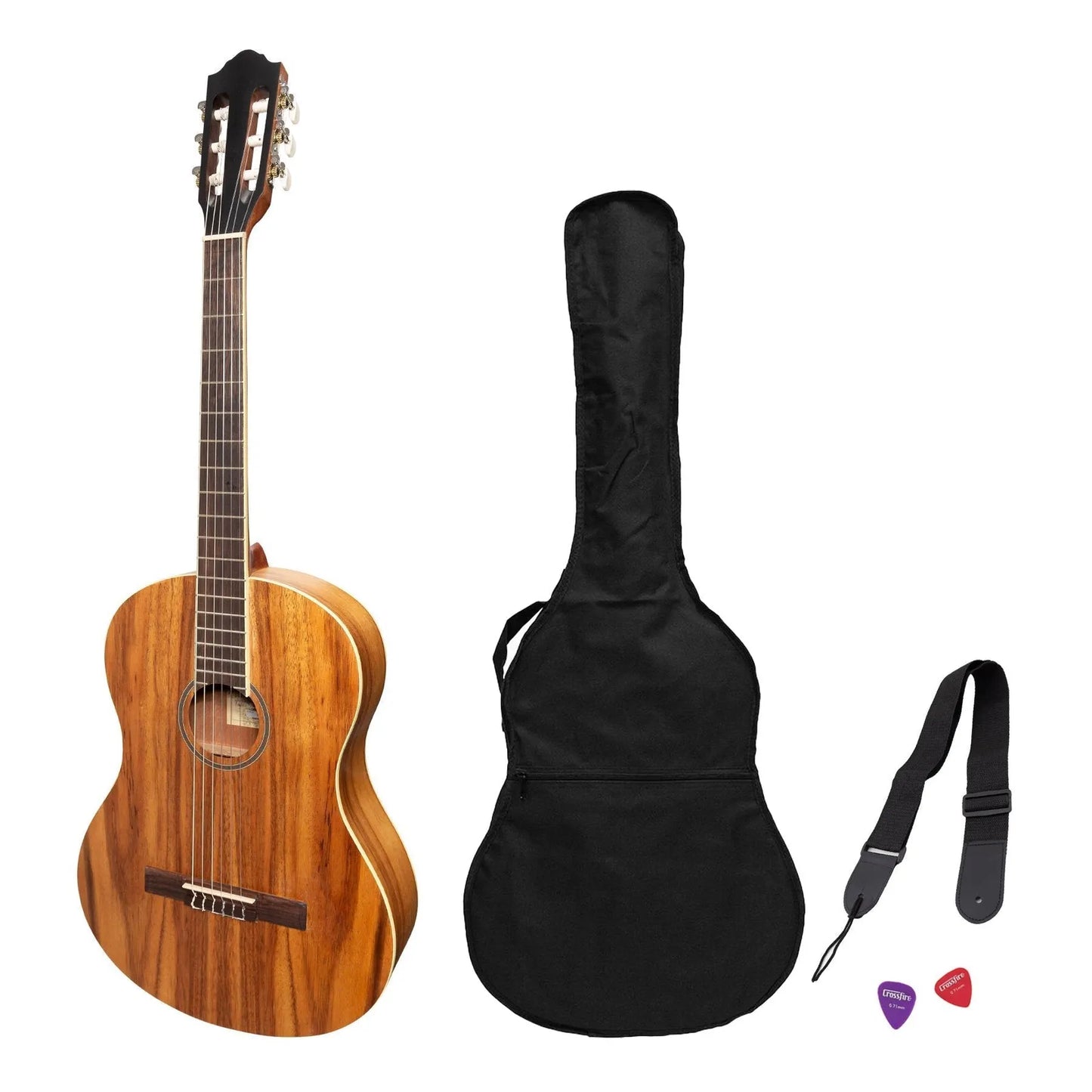 Martinez Slim Jim Full Size Student Classical Guitar Pack with Built-In Tuner, Rosewood