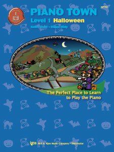 Piano Town Halloween Level 1 by Diane Hidy & Keith Snell - 8 Songs & 4 Teacher Duets, 16 Pages, Neil A. Kjos Music Company