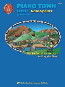 Piano Town Note Speller Level 1 Workbook by Neil A. Kjos Music Company, 24 Pages, Piano Note Reading and Writing Exercises