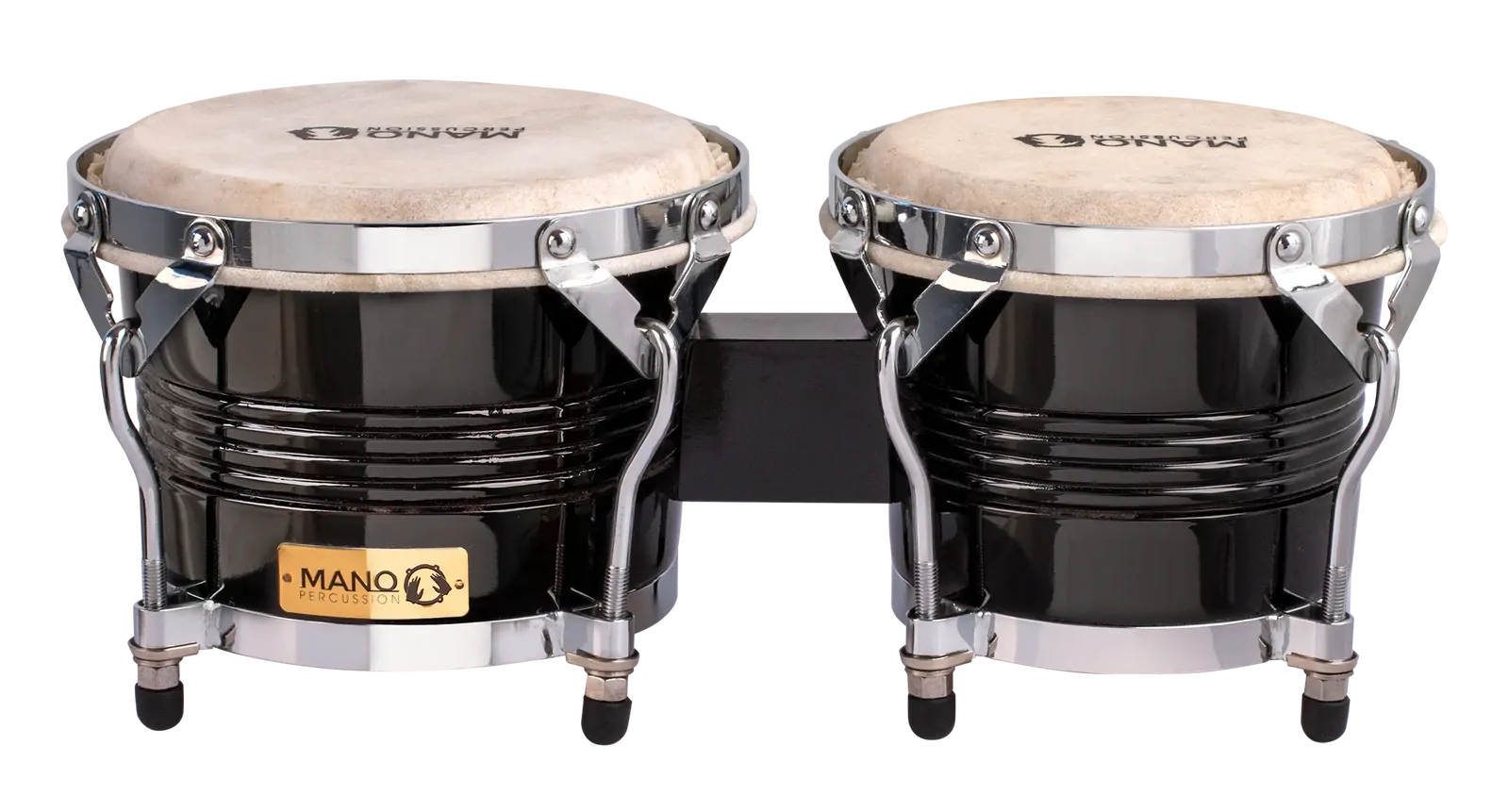 Mano Percussion MP1778BK 7/8 Inch Bongos Natural Skin Black