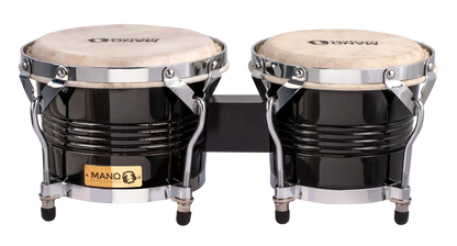 Mano Percussion MP1778BK 7/8 Inch Bongos Natural Skin Black