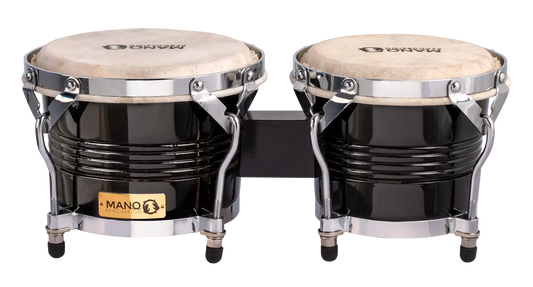 Mano Percussion MP1778BK 7/8 Inch Bongos Natural Skin Black