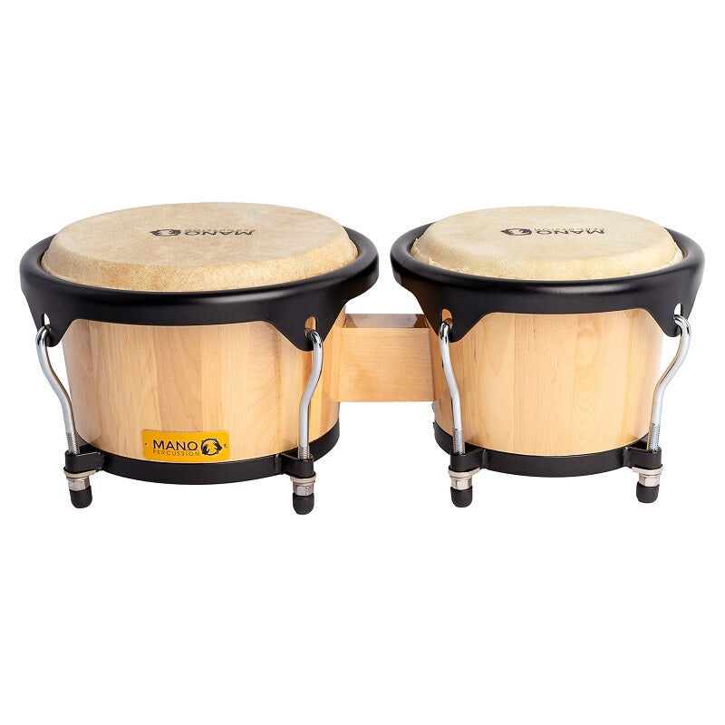 Mano Percussion 7.15 & 8.5" Bongos Natural with Select Wood Shells and True Skin Buffalo Heads — view 3