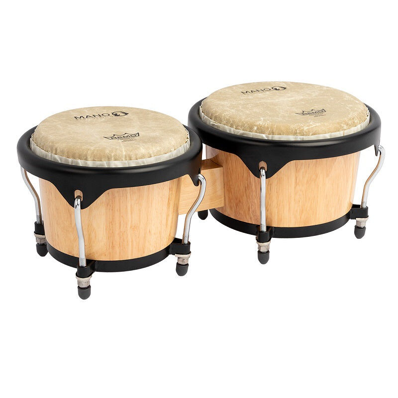 Mano Percussion Tunable Bongos 7 1/4" & 8 1/2" Acacia & Red Oak with Remo Fiberskyn Heads and Gold Hoops — view 4