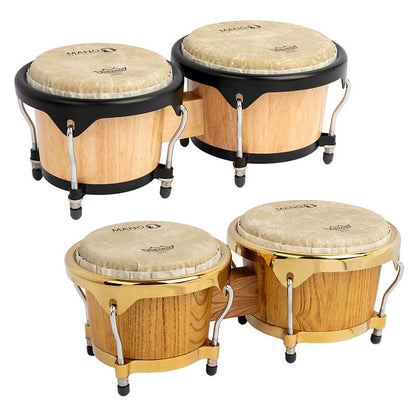 Mano Percussion Tunable Bongos 7 1/4" & 8 1/2" Acacia & Red Oak with Remo Fiberskyn Heads and Gold Hoops — view 3