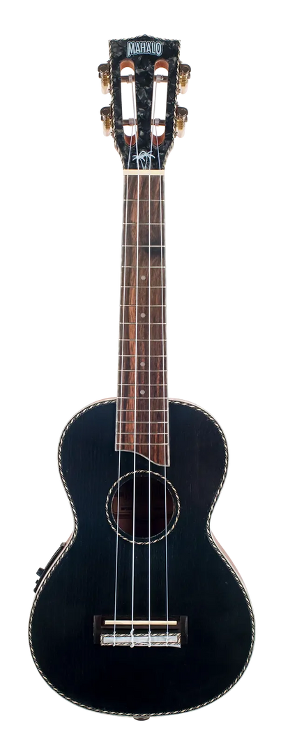 Mahalo Pearl Series Concert Ukulele - Black Solid Top