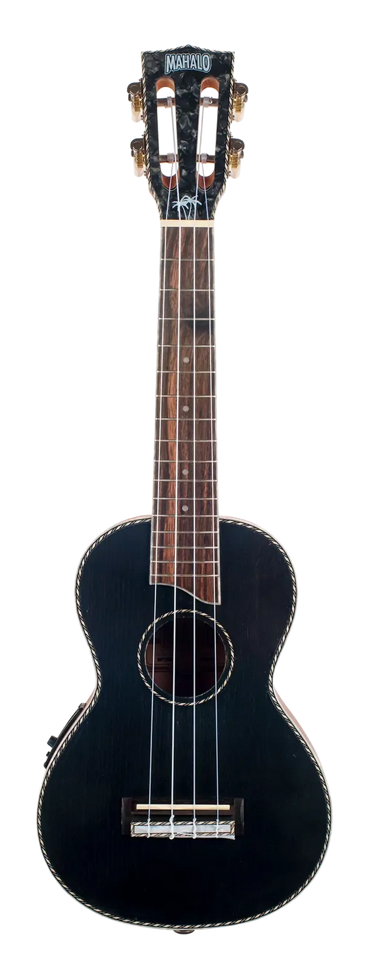 Mahalo Pearl Series Concert Ukulele - Black Solid Top