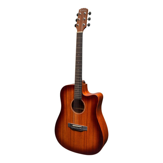 Martinez 'Southern Star' Series Mahogany Solid Top Acoustic-Electric Dreadnought Cutaway Guitar (Satin Sunburst)
