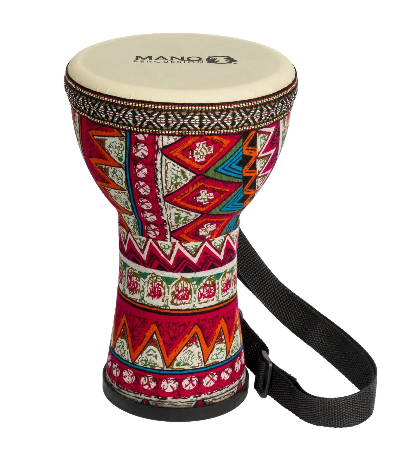 Mano 6 inch Djembe with Strap & Bag - Pre-tuned with Red & Blue Cloth Design