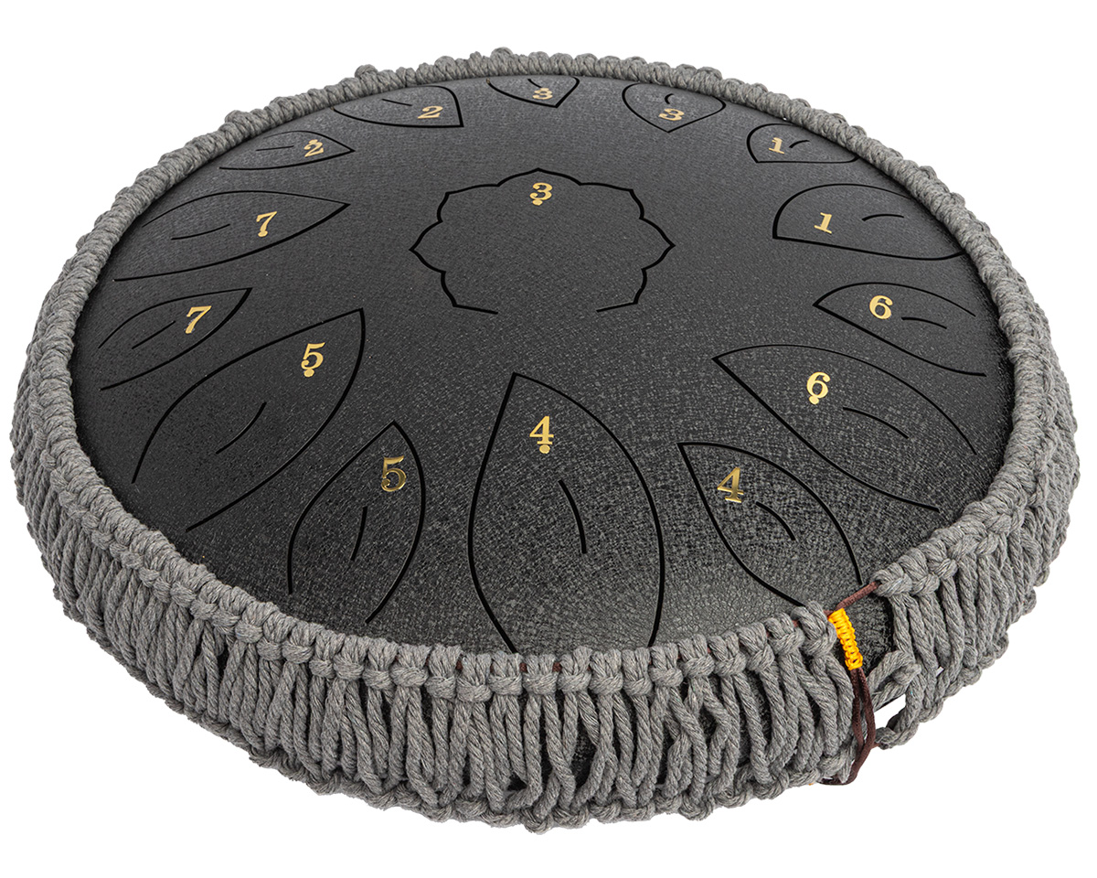 Mano Percussion MPC54BK 14" Black Tongue Drum with C Diatonic Scale, 13 Hand-Tuned Notes, Mallets, Carry Bag, and Accessories
