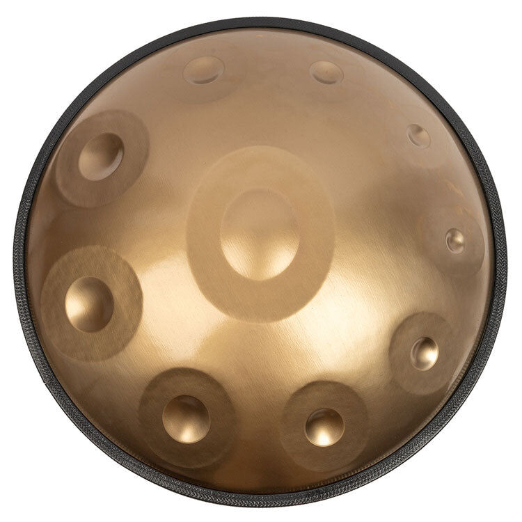 Mano Percussion MPC55G 10-Note 22" Handpan - Gold, Stainless Steel, D Kurd Tuning, Includes Carry Bag, Stand, Beaters, Cleaning Cloth, Note Stickers — view 5