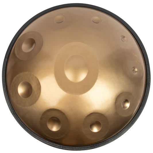 Mano Percussion MPC55G 10-Note 22" Handpan - Gold, Stainless Steel, D Kurd Tuning, Includes Carry Bag, Stand, Beaters, Cleaning Cloth, Note Stickers