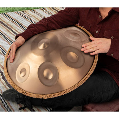 Mano Percussion 9 Note Gold Handpan in D Kurd Tuning with Accessories — view 2