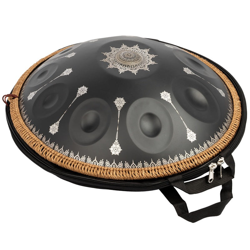 Mano Percussion 10 Note Handpan with Mandala Artwork - Blue with Gold Mandala, D Kurd Tuning, Includes Carry Bag and Accessories — view 2