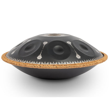 Mano Percussion 10 Note Handpan with Mandala Artwork - Blue with Gold Mandala, D Kurd Tuning, Includes Carry Bag and Accessories — view 3