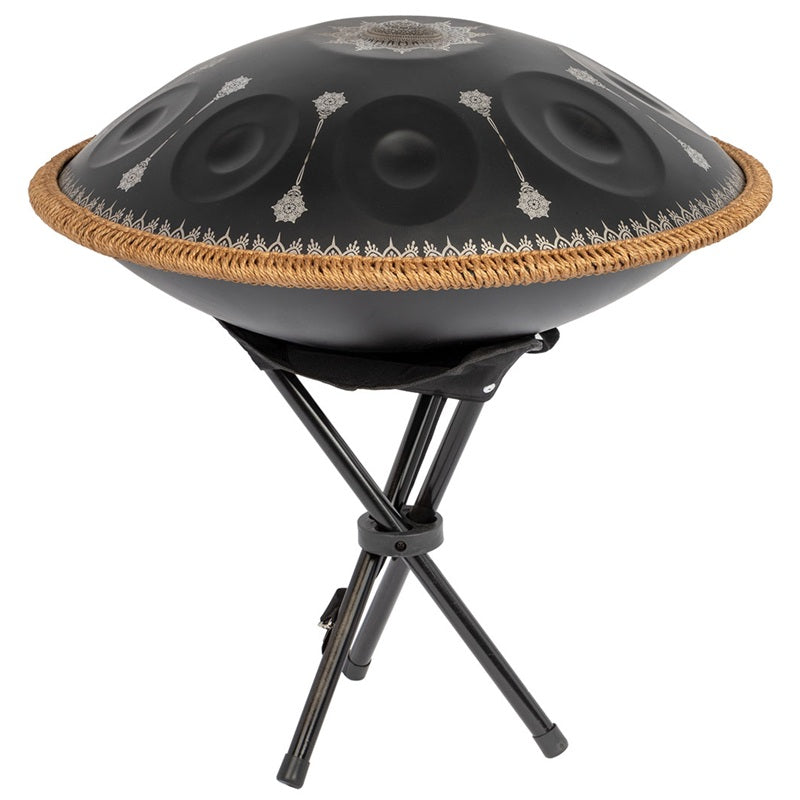 Mano Percussion 10 Note Handpan with Mandala Artwork - Blue with Gold Mandala, D Kurd Tuning, Includes Carry Bag and Accessories — view 4