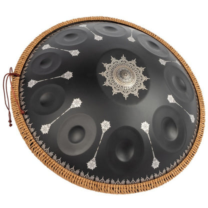 Mano Percussion 10 Note Handpan with Mandala Artwork - Blue with Gold Mandala, D Kurd Tuning, Includes Carry Bag and Accessories — view 5
