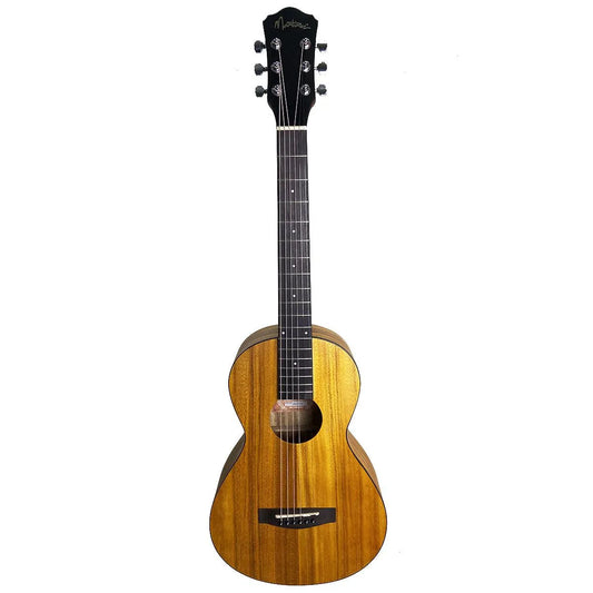 Martinez MPG-P2P Koa Acoustic-Electric Parlour Body Guitar, Small Body, Natural Finish, Right Handed, 6 Strings, Piezo Pickup