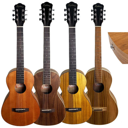 Martinez MPG-P2P Koa Acoustic-Electric Parlour Body Guitar, Small Body, Natural Finish, Right Handed, 6 Strings, Piezo Pickup — view 3