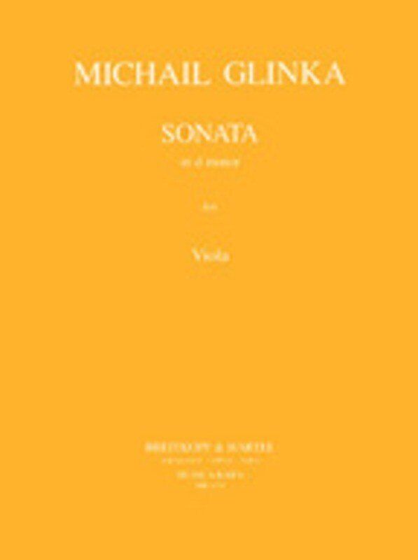 Glinka Sonata in D Minor for Viola and Piano, Edited by V. Borisovsky, 36 Pages, Musica Rara