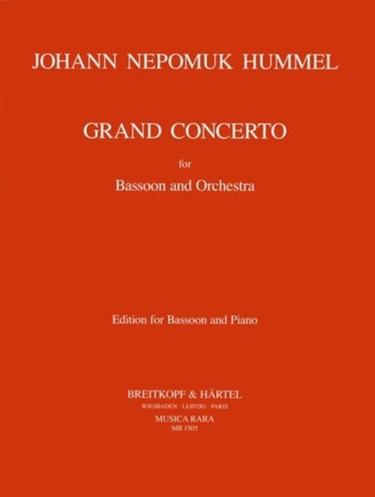 Hummel - Grand Concerto F S63/W23 Bassoon/Piano (Softcover Book)