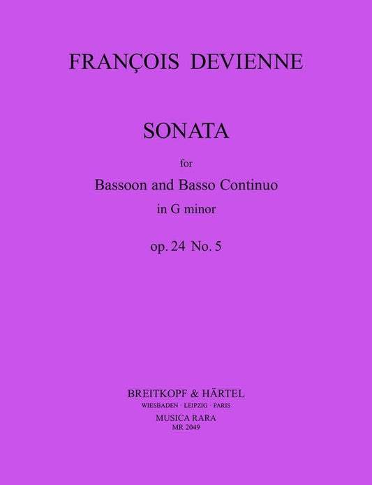 Devienne - Sonata G Min Op 24 No 5 Bassoon/Piano (Softcover Book)