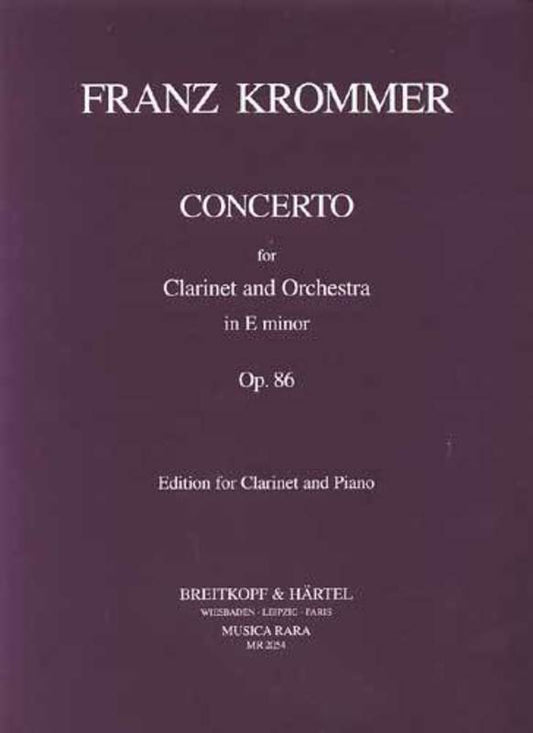 Krommer - Concerto E Min Op 86 Clarinet/Piano (Softcover Book)