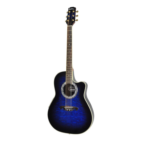 Martinez 'Flame Finish' Acoustic-Electric Roundback Cutaway Guitar (Blueburst)