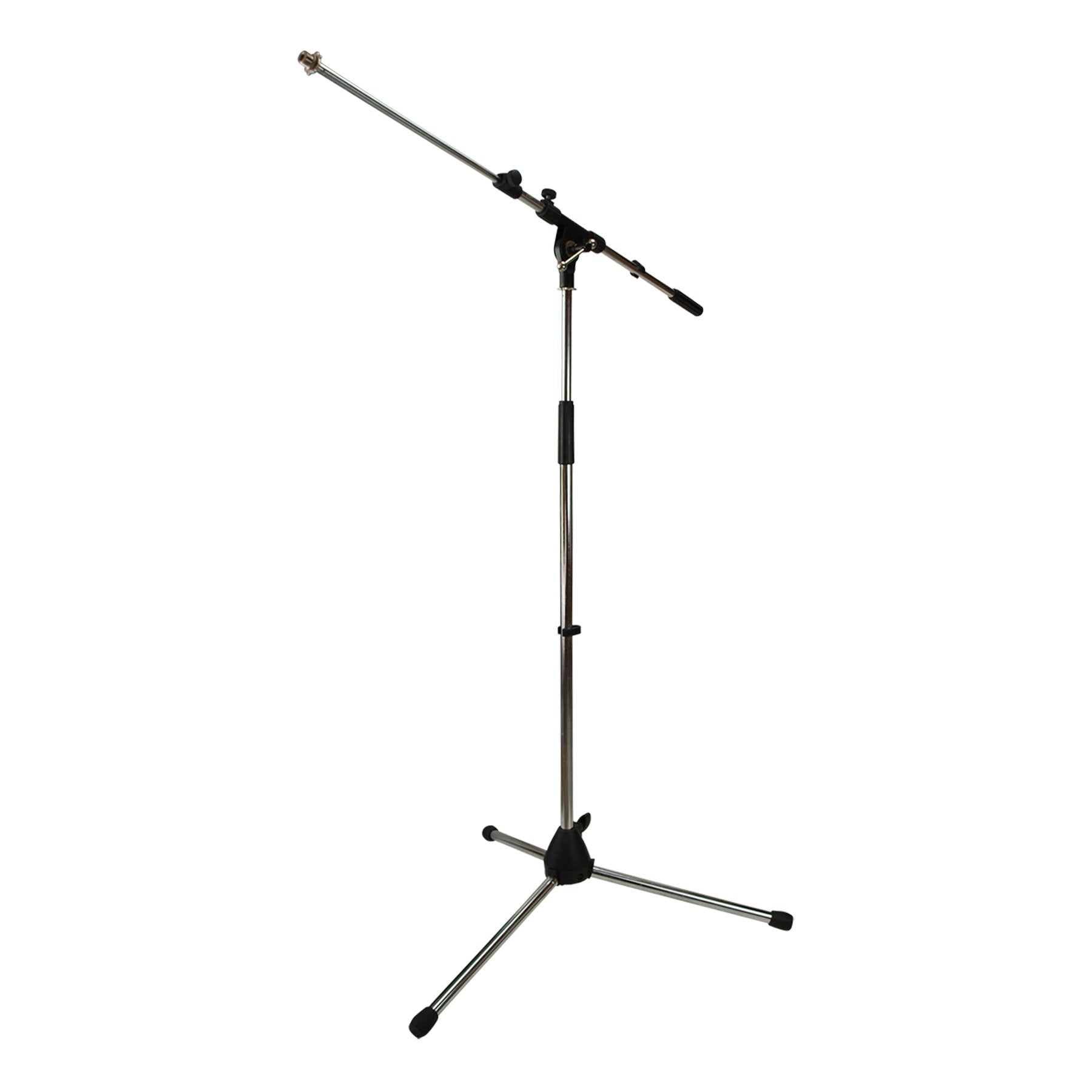 SoundArt Heavy Duty Tripod Microphone Boom Stand with Folding Base - Chrome