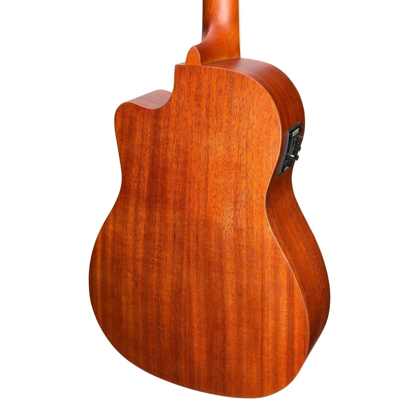 Martinez Southern Belle 6 Series Mahogany Solid Top Electric Cutaway Baritone Ukulele with Hard Case Sunburst — view 5