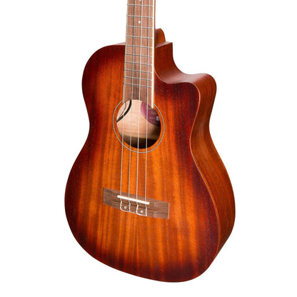 Martinez Southern Belle 6 Series Mahogany Solid Top Electric Cutaway Baritone Ukulele with Hard Case Sunburst — view 4