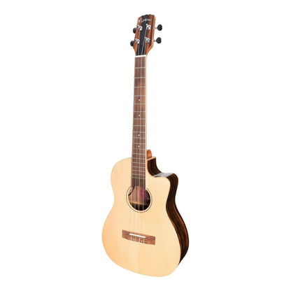 Martinez Southern Belle 7 Series Solid Top Electric Baritone Ukulele with Hard Case (Natural Gloss)