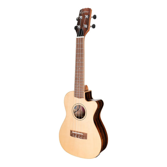 Martinez Southern Belle 7 Series Spruce Solid Top Electric Cutaway Concert Ukulele with Hard Case Natural Gloss MSBC-7C-NGL