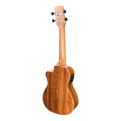 Martinez Southern Belle 8 Series Koa Solid Top Electric Cutaway Concert Ukulele with Hard Case Natural Gloss — view 2