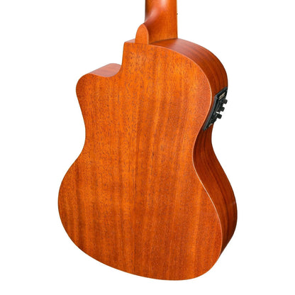 Martinez Southern Belle 6 Series Mahogany Solid Top Electric Cutaway Tenor Ukulele with Hard Case Sunburst — view 5