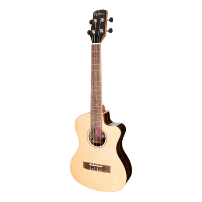 Martinez Southern Belle 7 Series Tenor Ukulele with Solid Spruce Top and Hard Case - Natural Gloss