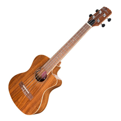 Martinez Southern Belle 8 Series Koa Solid Top Electric Cutaway Tenor Ukulele with Hard Case Natural Gloss — view 3