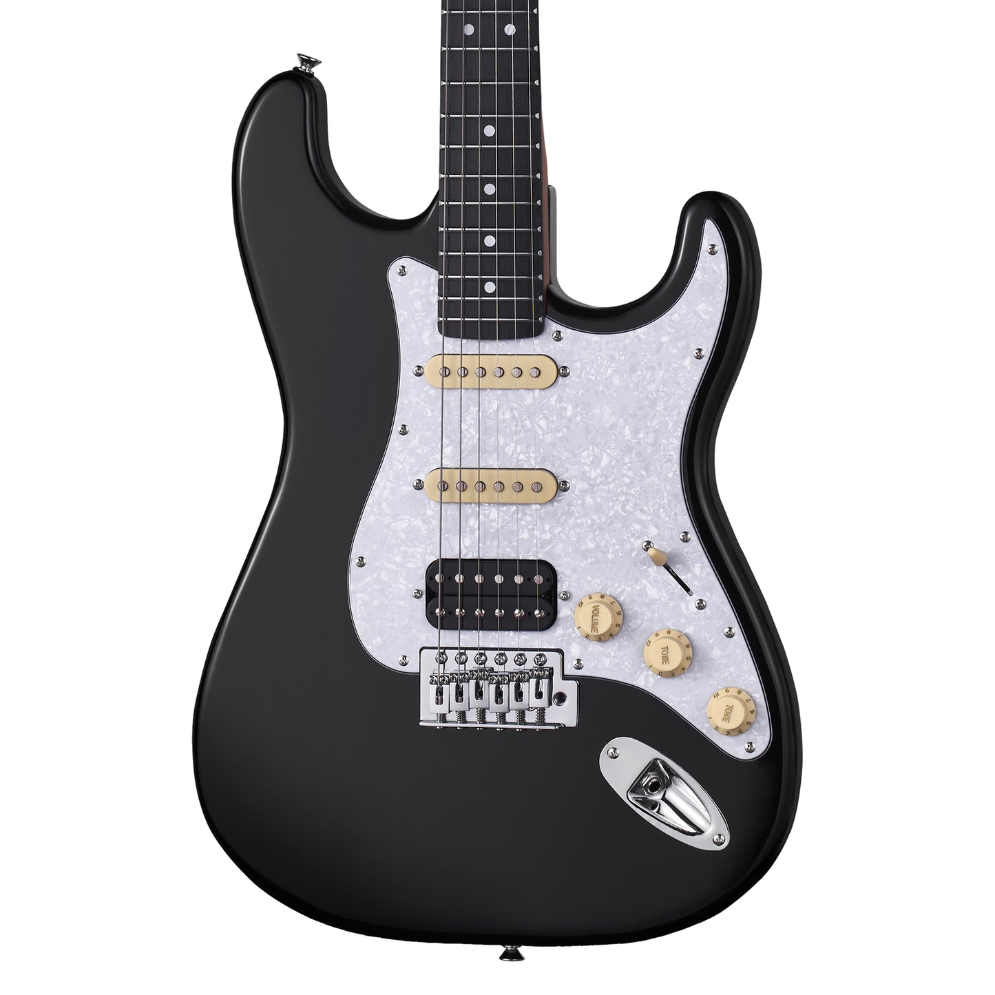 MOOER MSC10 Pro Electric Guitar with Black/White Scratch Plate — view 3