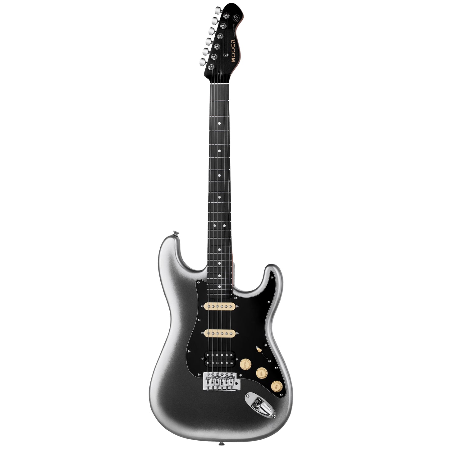 MOOER MSC10 Pro Electric Guitar Dark Silver with Gigbag, Poplar Body, Roasted Maple Neck, Tech Ebony Fingerboard, 5-Way Pickup Selector