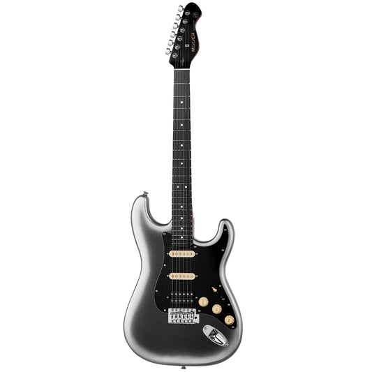 MOOER MSC10 Pro Electric Guitar Dark Silver with Gigbag, Poplar Body, Roasted Maple Neck, Tech Ebony Fingerboard, 5-Way Pickup Selector