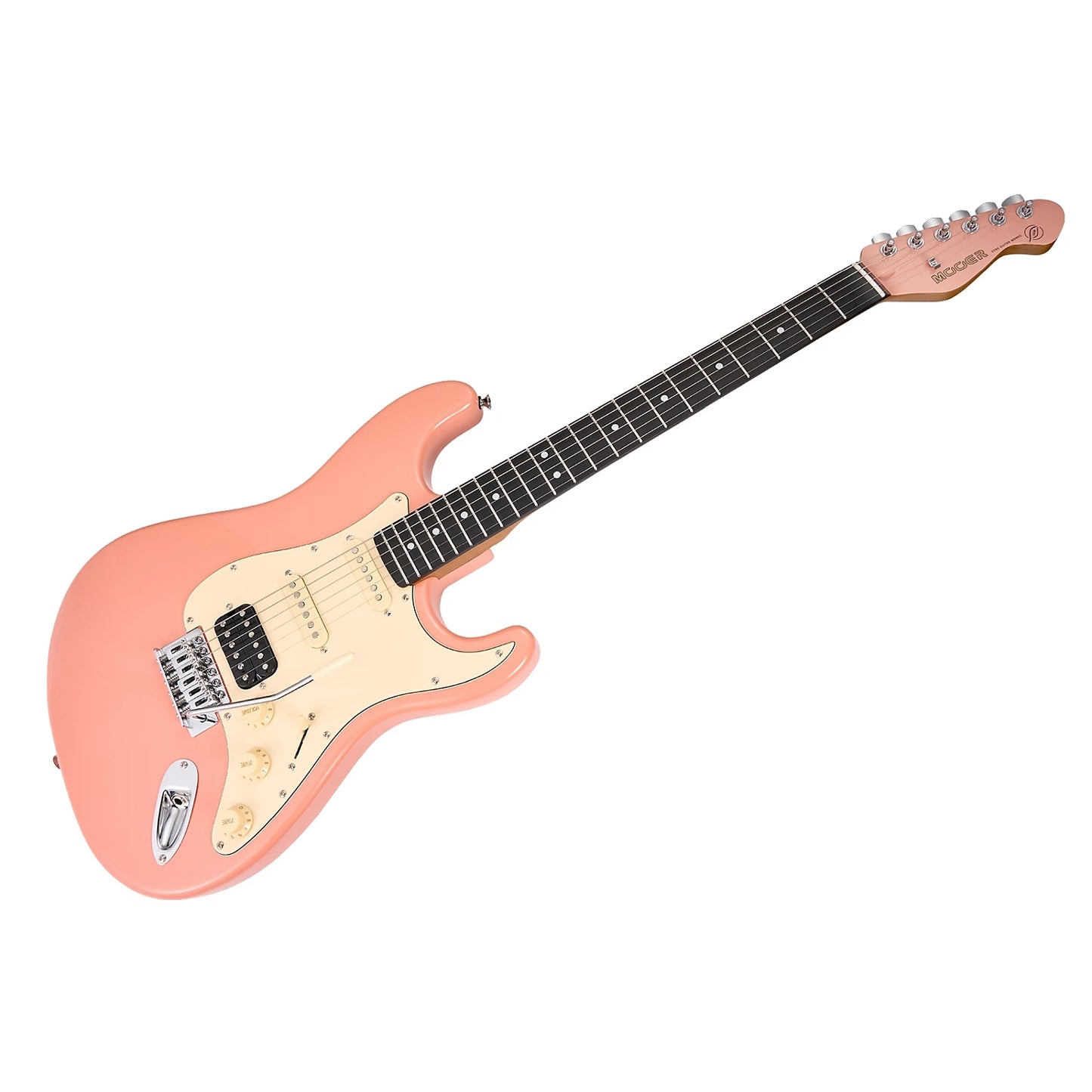 MOOER MSC10 Elite ST-Style Electric Guitar - Flamingo Pink — view 3