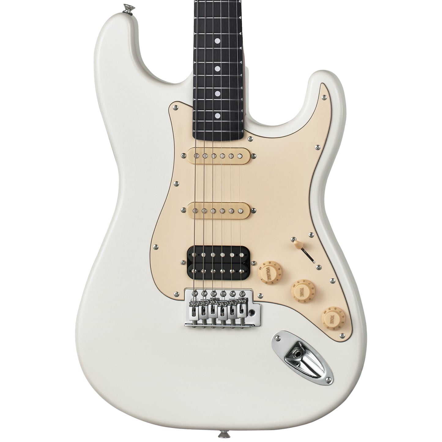 MOOER MSC10 Pro Electric Guitar Vintage White with Poplar Body and Roasted Maple Neck — view 3