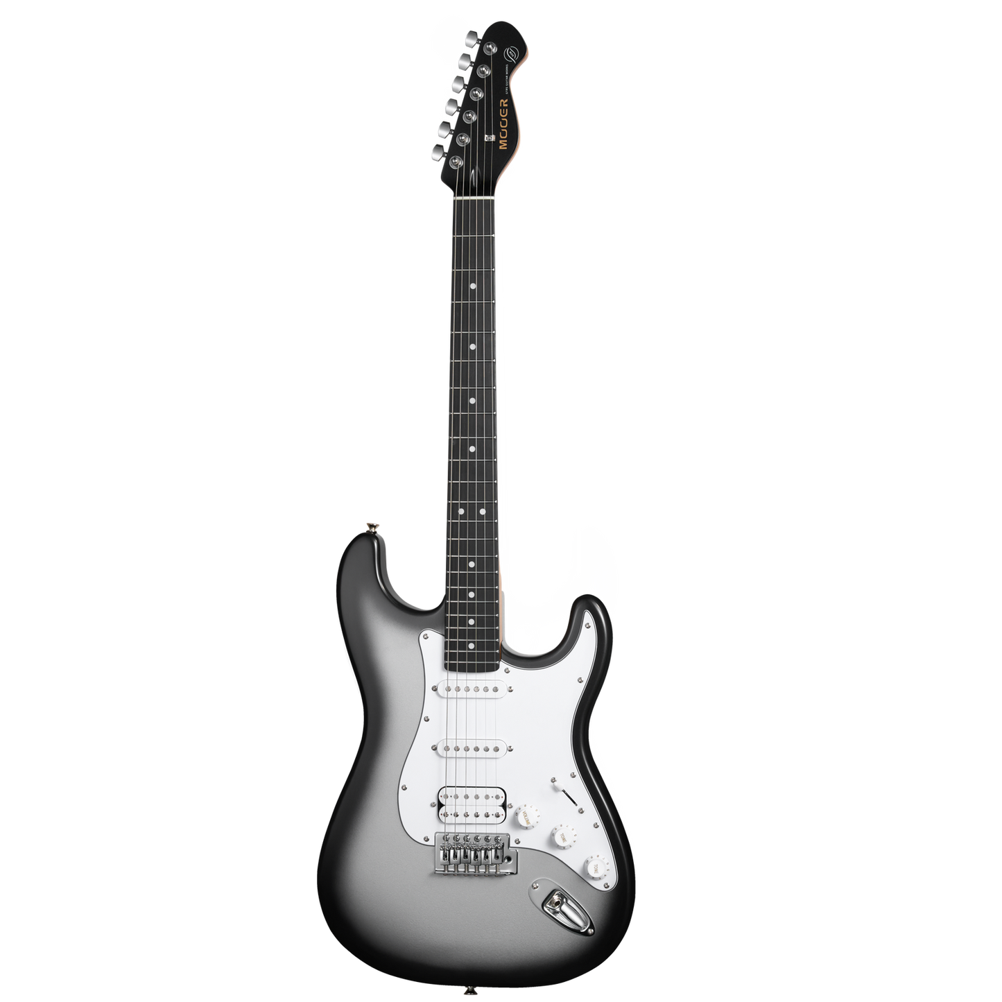 Mooer MSC12 Electric Guitar Iron Silver Gloss, Double Cutaway, 6 Strings, Roasted Maple Neck, Tech Ebony Fingerboard, Tremolo Bridge, H-H Pickups
