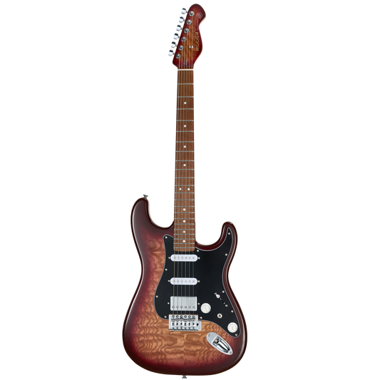 Mooer MSC20 Electric Guitar Amber Brown, Strat-Style Body, Roasted Maple Neck, H-S-S Pickups, 6 Strings, Includes Mooer Bag