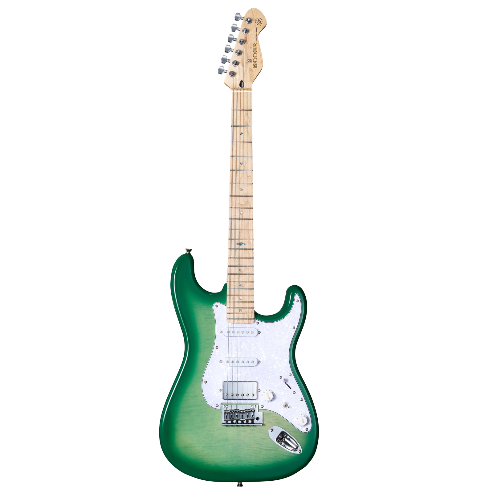 Mooer MSC30 Electric Guitar Lemon Green with Flame Maple Top and H-S-S Pickups