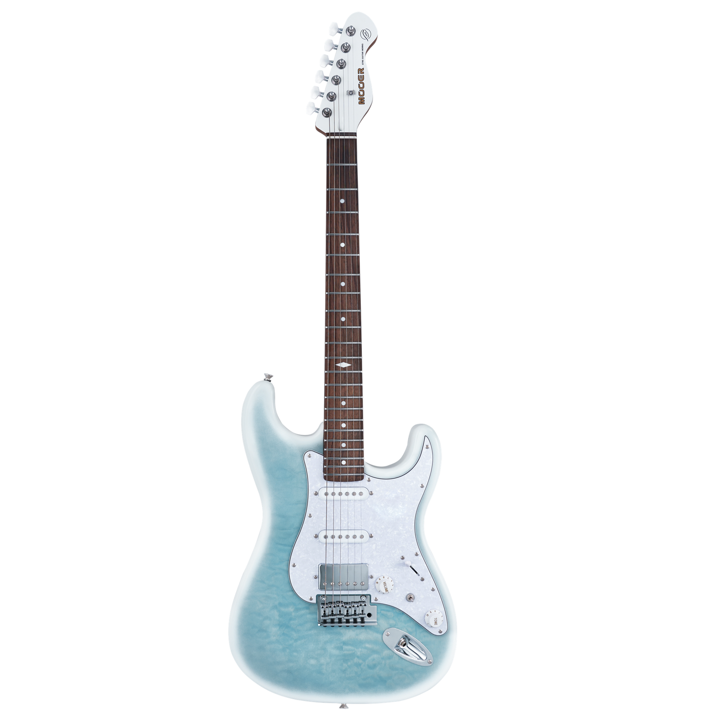 Mooer MSC40 Electric Guitar Dreamy Blue, 6 Strings, Poplar Body, Roasted Maple Neck, Coil-Split, Includes Mooer Bag