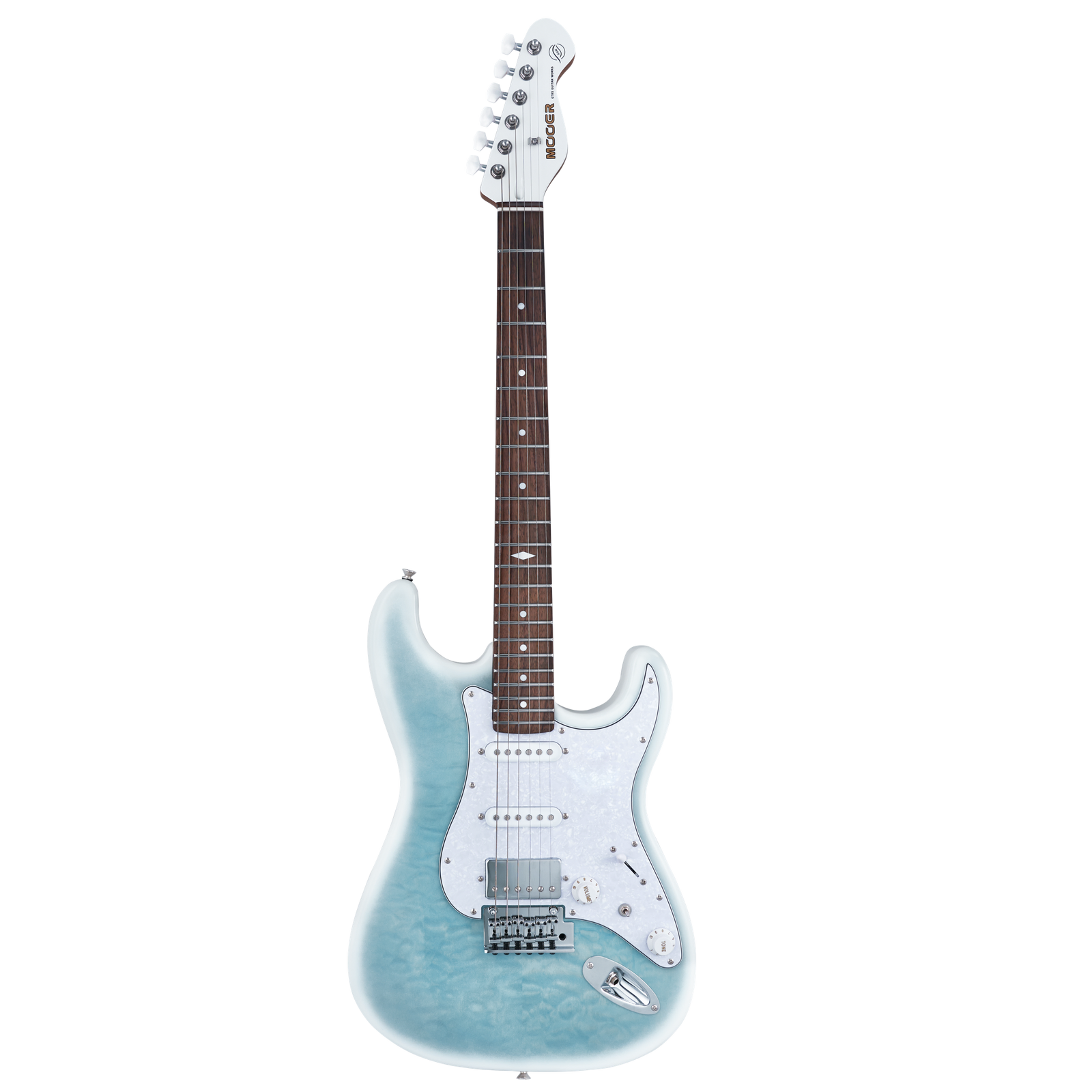 Mooer MSC40 Electric Guitar Dreamy Blue, 6 Strings, Poplar Body, Roasted Maple Neck, Coil-Split, Includes Mooer Bag