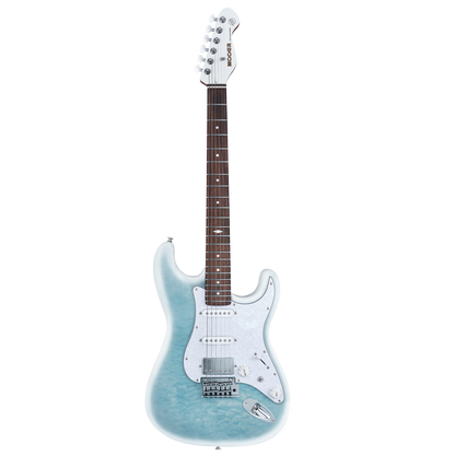 Mooer MSC40 Electric Guitar Dreamy Blue, 6 Strings, Poplar Body, Roasted Maple Neck, Coil-Split, Includes Mooer Bag