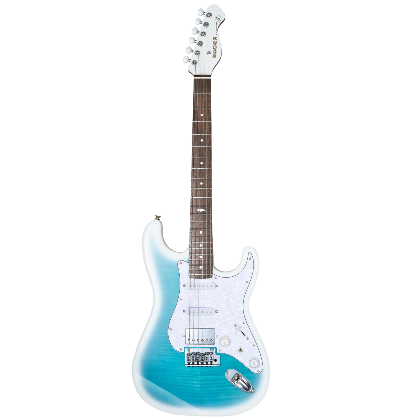Mooer MSC41 Pro Electric Guitar Dreamy Blue with Flame Maple Top and Roasted Maple Neck